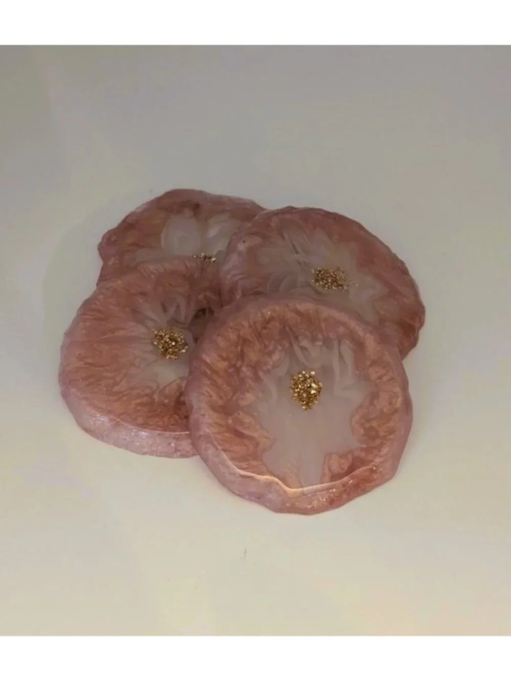 Handmade Pink Floral Epoxy Resin Coaster Set | Set of 4 Drink Coasters